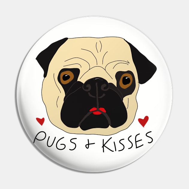 Pugs and Kisses Pin by TheNerdyPug