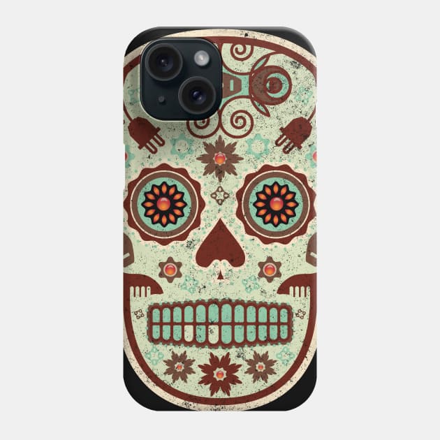 Cráneo de Dulce Pistacho Mexican Sugar Skull Phone Case by DanielLiamGill