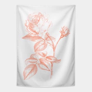 Pink Rose Flower Monochrome Illustration Tapestry