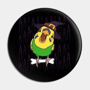 halloween screm - green budgie Pin