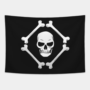 Skull and bones pattern black and white Tapestry