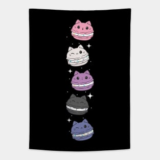 Genderfluid Pride Flag Month Cute Cat Kawaii Macaron Tapestry