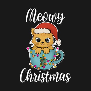 Meowy Christmas Cute Cat Xmas Kitty Funny T-Shirt
