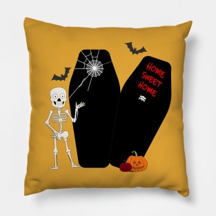 halloween skeleton coffin vector art Pillow