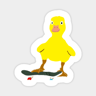 Cute yellow duck likes playing skateboard Magnet