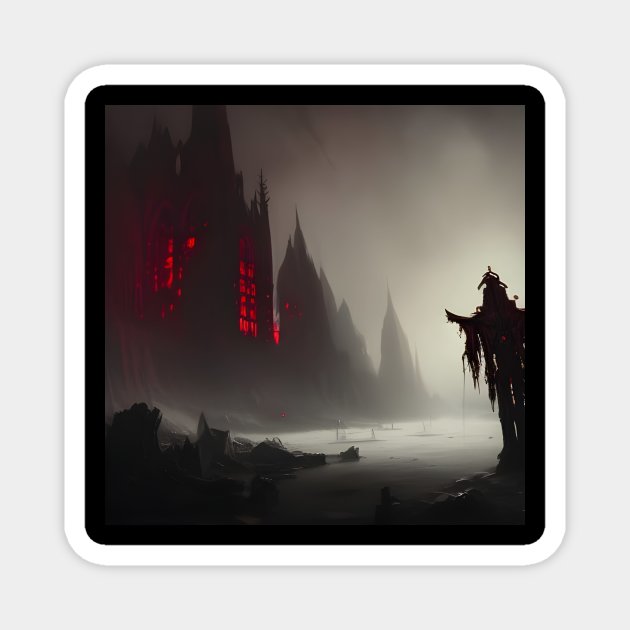 Gothic city of ruins Magnet by Roguex