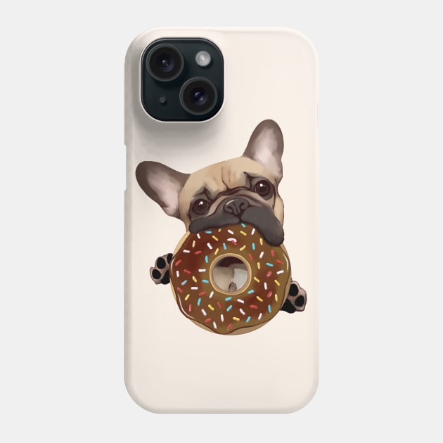 French bulldog sweet chocolate donuts for frenchie lover Phone Case by Collagedream