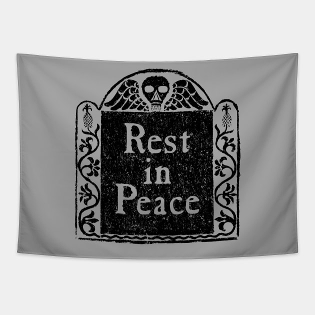 Rest In Peace Gravestone Rubbing for Light Backgrounds Tapestry by MatchbookGraphics