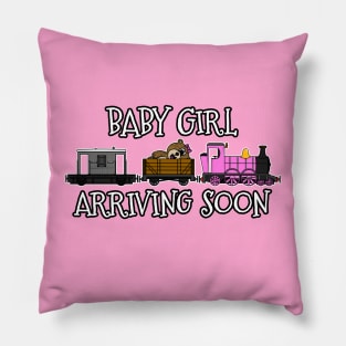 Pregnancy Announcement Steam Train, Baby Girl Arriving Soon Pillow