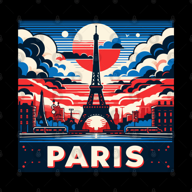 Paris Travel Retro Poster by TomFrontierArt