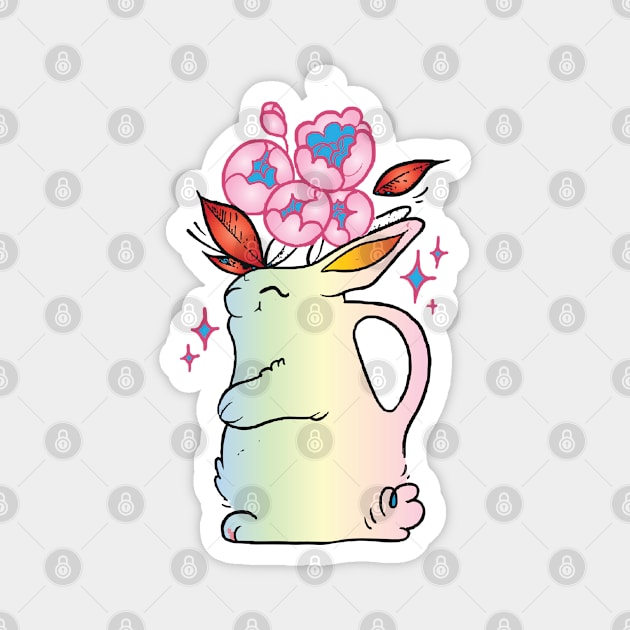 bunny with flowers Magnet by lazykitty