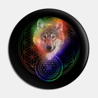 Power Animal Wolf Sri Yantra Mandala Pin