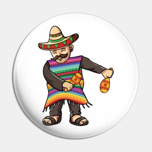 Funny Cinco De Mayo Sombrero Mexican Flosing Poncho T-shirt Pin