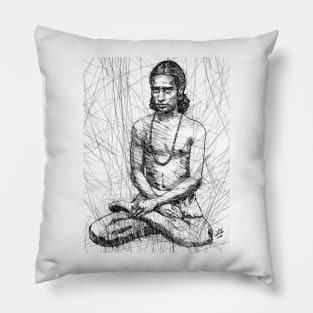 PARAMAHANSA YOGANANDA ink portrait .3 Pillow