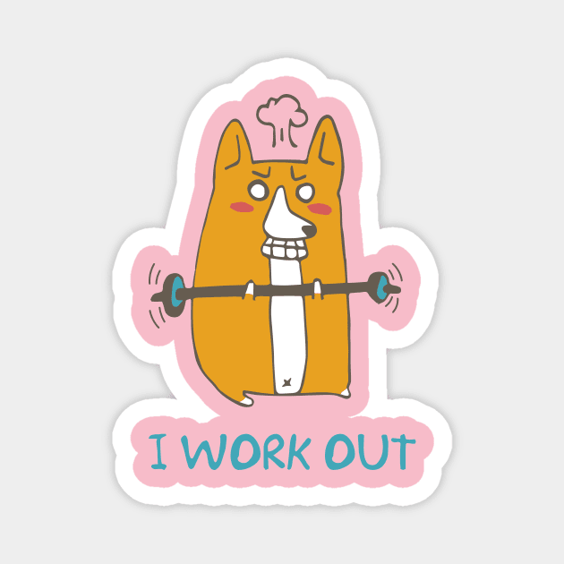 Corgi work out Magnet by juliawudesign