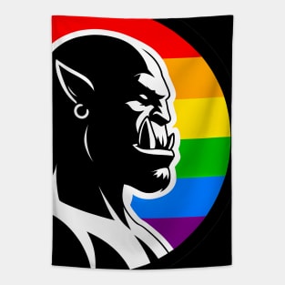 LGBTQ Pride Bara Orc Rainbow Logo Tapestry