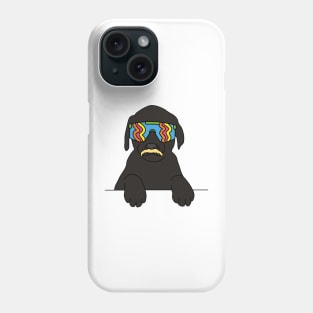 Black labrador Dog with moustache wearing 80's sunglasses Phone Case