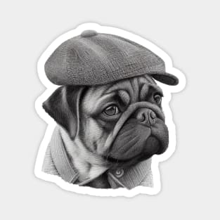 Flat cap pug Magnet