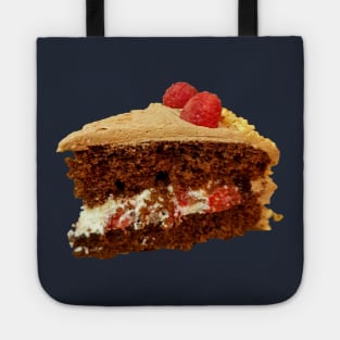 Sweet Food Slice of Frosted Cake with Cream and Raspberries Tote