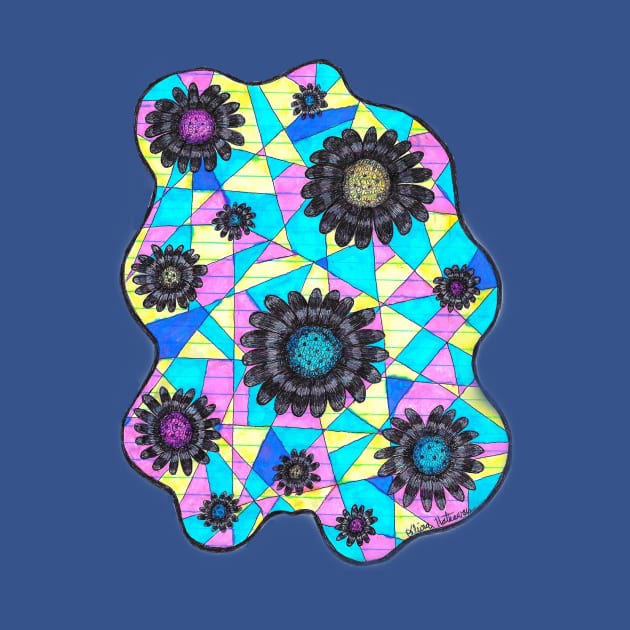 Neon Geometric Flowers by okhismakingart_