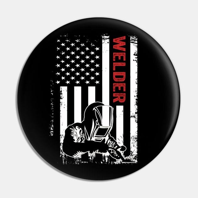 Welding Funny Welder Quotes USA American Flag Pin by Visual Vibes