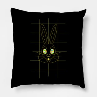 GRID DRAWING of a easter bunny yellow Pillow