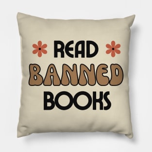 Read Banned Books Cute Retro Bookish Tee Pillow