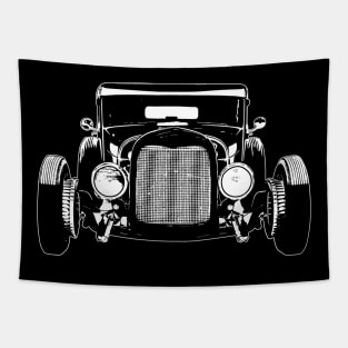 White 1928 Model A Car Sketch Art Tapestry