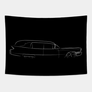 1960 Cadillac Hearse - profile stencil, white Tapestry