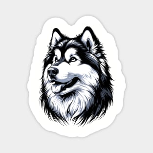 Stunning and Cool Alaskan Malamute Monochrome and Gold Portrait for Father's Day Magnet