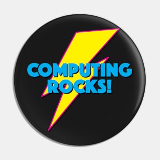 COMPUTING ROCKS! LIGHTNING LOGO SLOGAN FOR TEACHERS, LECTURERS ETC. Pin