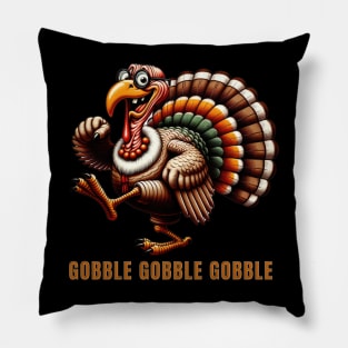 Thanksgiving Turkey Gobble Vintage Design Pillow