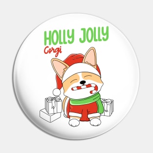 Holly Jolly Corgi Pin