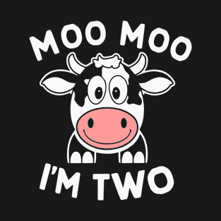 I'm Two 2nd Birthday Cow Farm Theme Party 2 Year Old Toddler T-Shirt