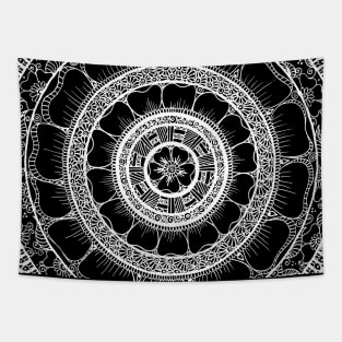 Circle - Mandala - Love Wealth Health Youthfulnes - White Tapestry