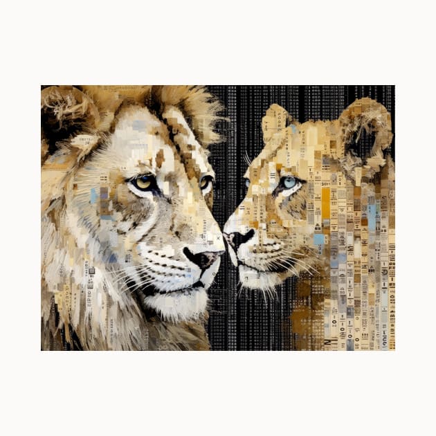 Lion Animal Art Decor Paint Mosaic by Cubebox