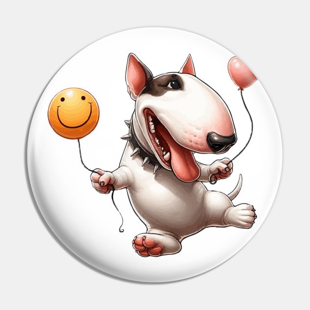 Bull Terrier with balloons Pin by Noewi