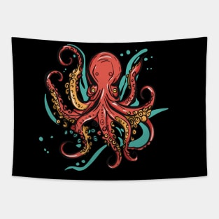 Orange Octopus Tapestry