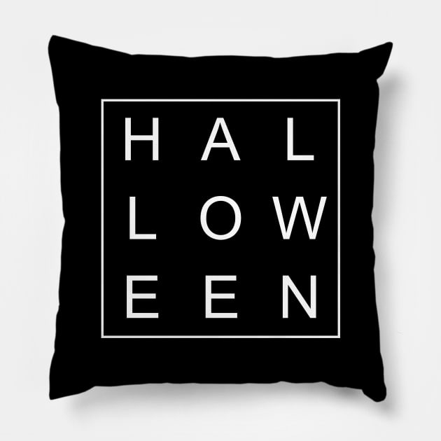 minimalist and simple design halloween white word Pillow by Typography Dose