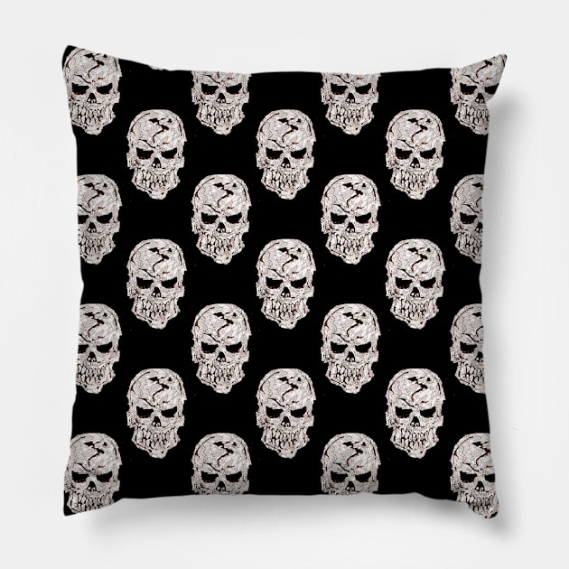 Black and White Skulls Pattern Pillow by ZeichenbloQ