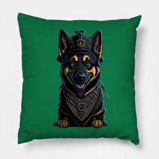 Cartoonish German Shepherd Pirate Pillow