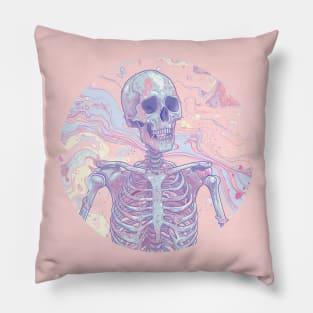 Psychedelic Cute Skeleton Pillow