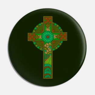 Green Celtic Cross Pin