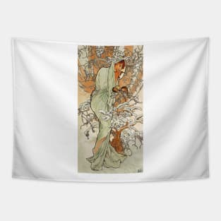 Winter 1896 by Alphonse Mucha (His First Seasons Series) Tapestry