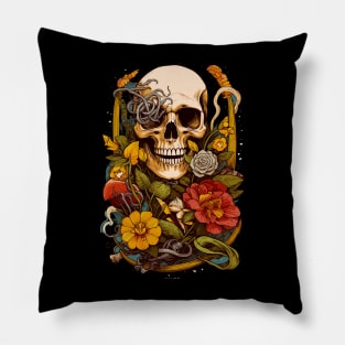 Eternal Bloom - Skull & Floral Fusion Tee Pillow