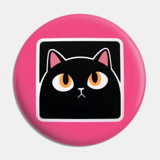 Black cat with yellow eyes polaroid Pin