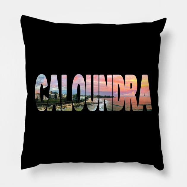 CALOUNDRA - Sunshine Coast Sunset Pillow by TouristMerch