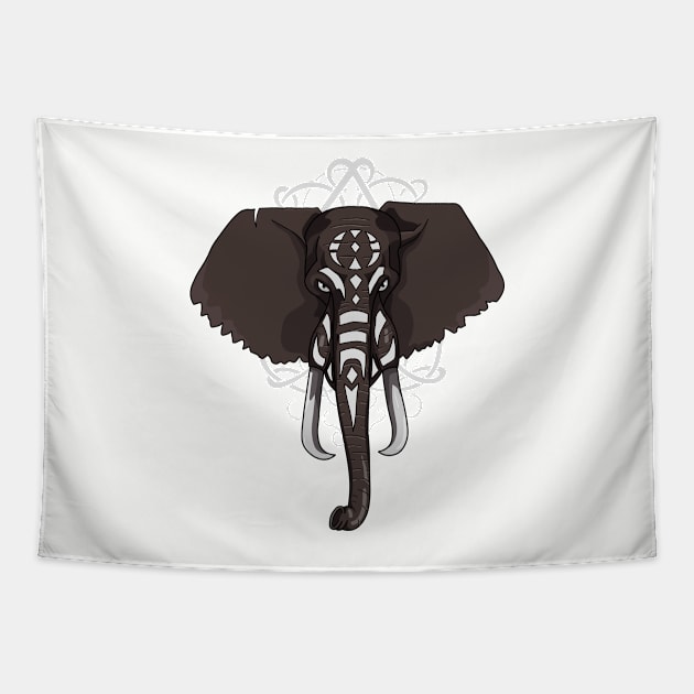 Elephant War Paint Tapestry by Tobias Store