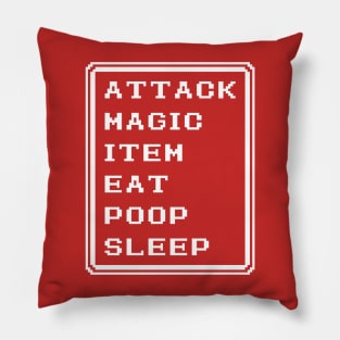Final Fantasy Battle Menu Eat Poop Sleep Red Mage Version Pillow