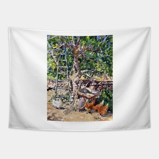 Beneath The Fig Tree, Debajo de la Higuera Tapestry by margaretmerry